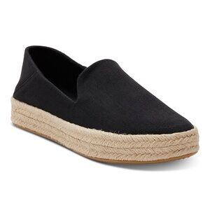 Toms Black Canvas Espadrille Slip-Ons